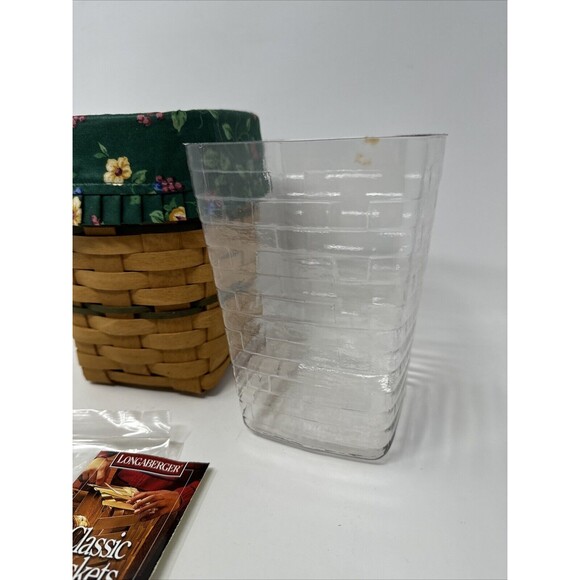 Longaberger 1996 Green Trim Medium Spoon Basket Emerald Vine Liner Protector - Picture 8 of 9